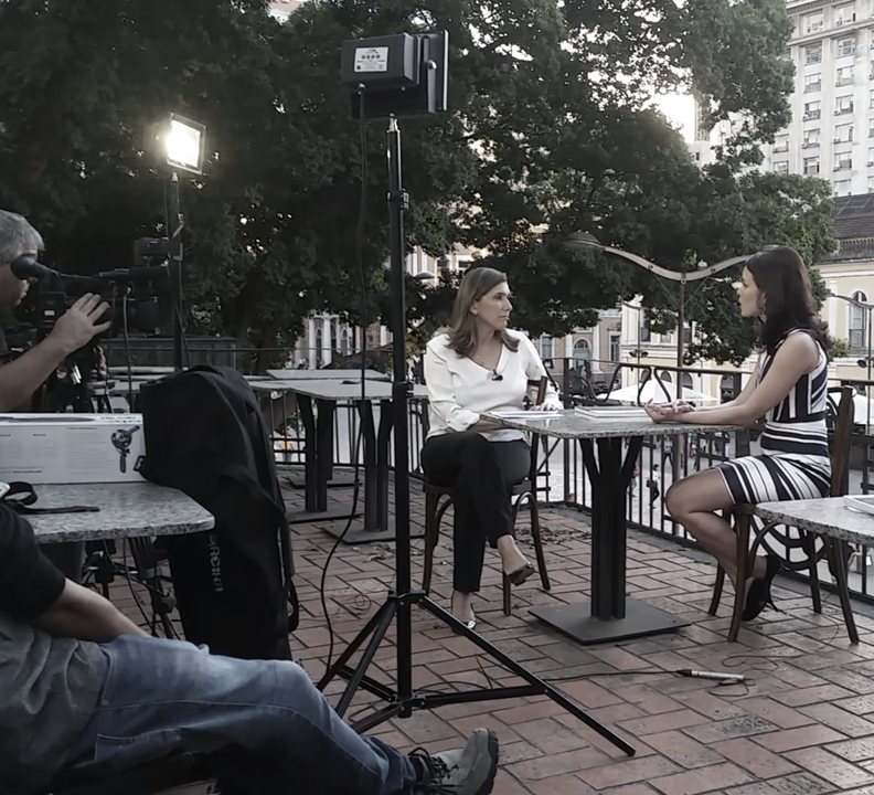 Diana Del-Negro interviewed by TV Bandeirantes, Brazil